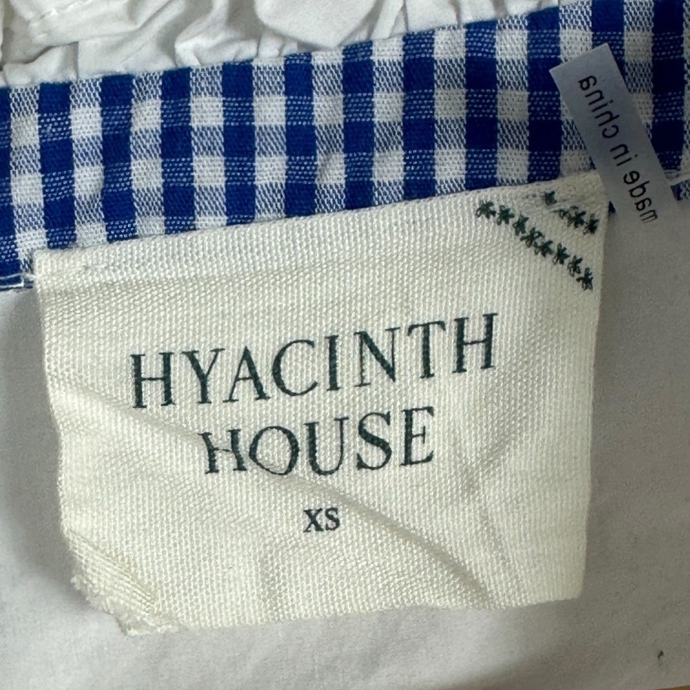 Tuckernuck Hyacinth House Blue Gingham Ruffle Holly Blouse Top Size XS White - Picture 5 of 14